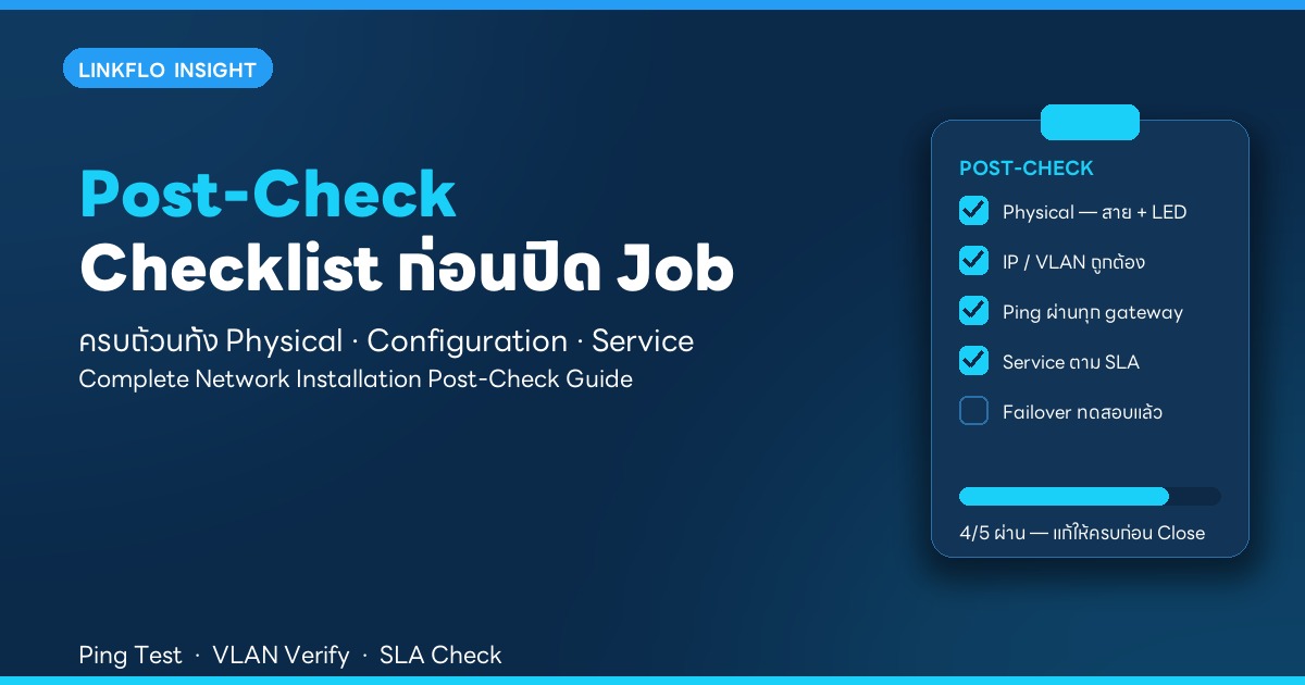 Checklist: Network Installation Post-Check ที่ครบถ้วน — ก่อนปิด Job ทุกครั้ง